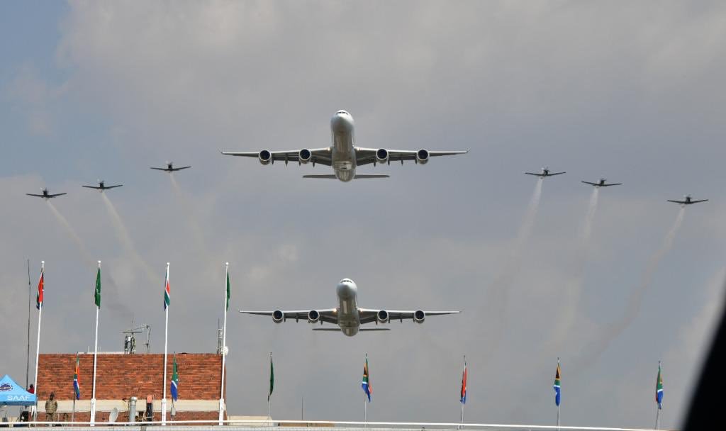 planes flying over stadium