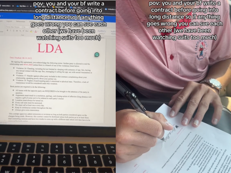 VIDEO: Couple sign contract before embarking on long distance relationship