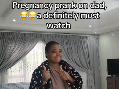 WATCH: SA woman plays dramatic pregnancy prank on dad