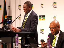 Paul Mashatile and Pule Mabe at Luthuli House April 2022