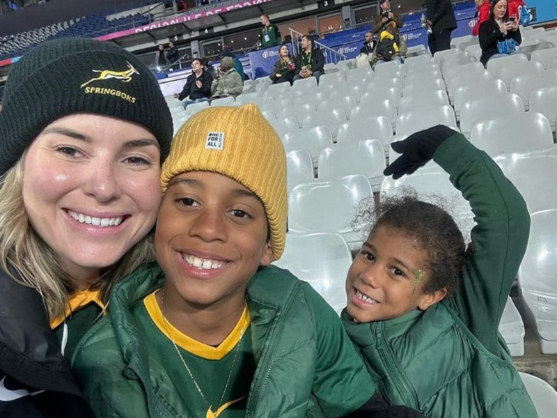 Rachel Kolisi and her children Keziah and Nicholas