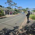 Security officer standing at crime scene