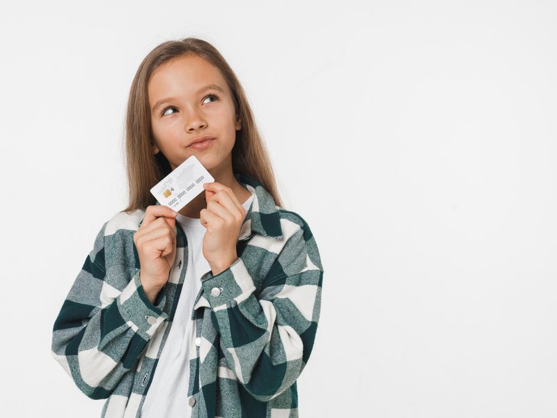 schoolgirl with credit card
