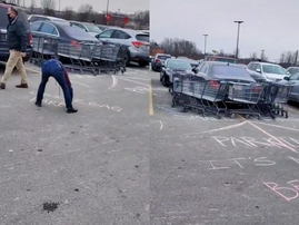 WATCH: Shoppers take out revenge on a double parked vehicle