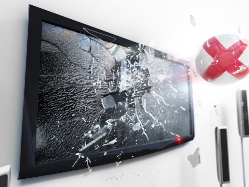 Smashed television