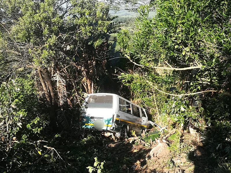 Taxi veers down embankment on south coast