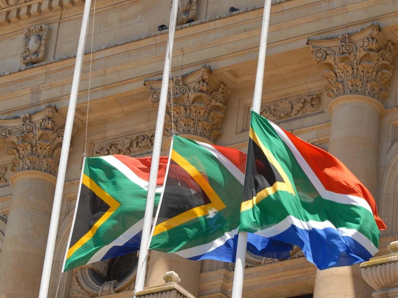 SA FLAG HALF-MAST