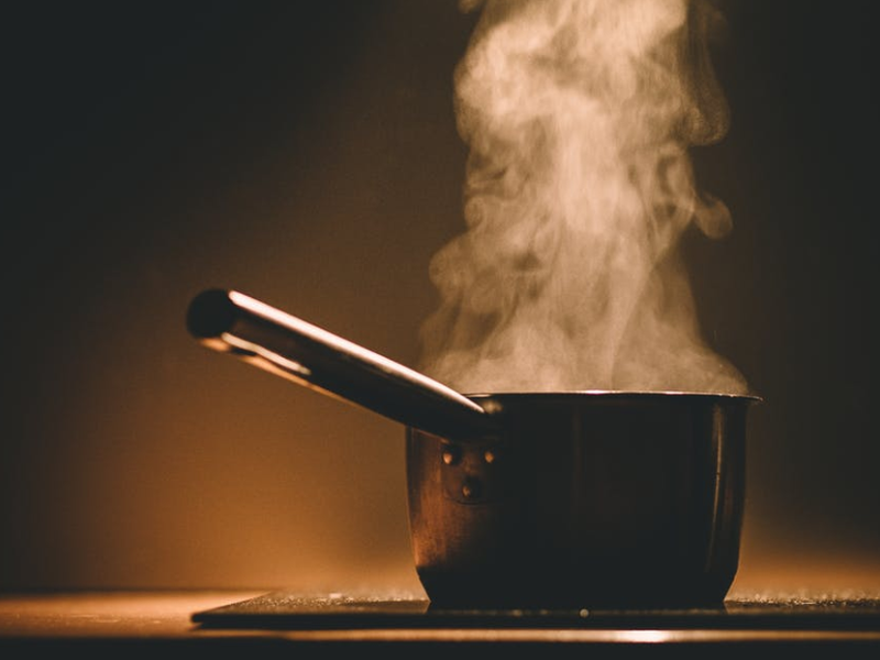 steaming saucepan