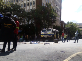 police inyala in Braam Wits student protest