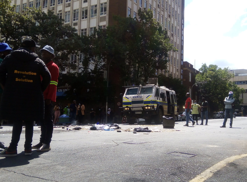 police inyala in Braam Wits student protest