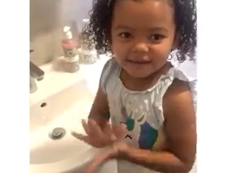 taylor washing her hands