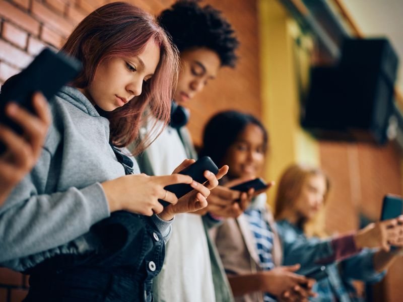Teens on their phones