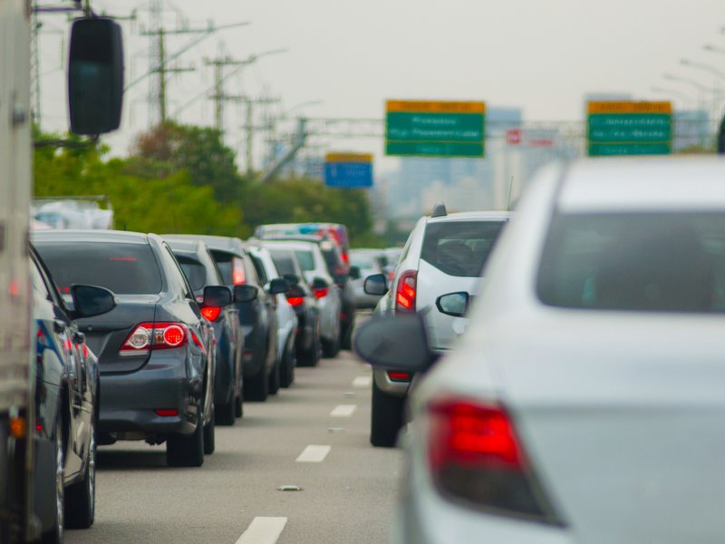Cars stuck in traffic