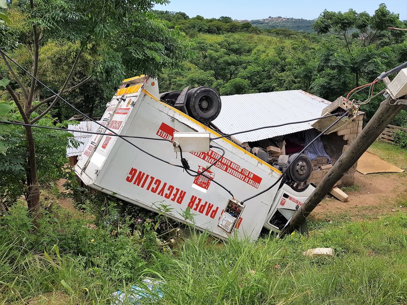 Truck overturns on Dunbar Road, Cato Manor