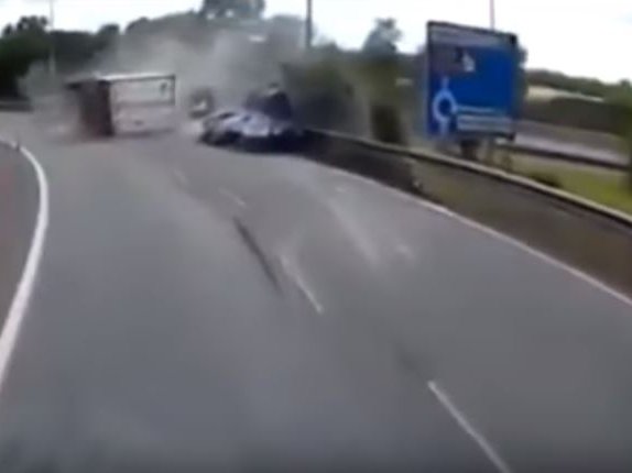 truck smashes van