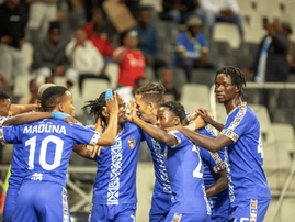 TS Galaxy players celebrate a goal