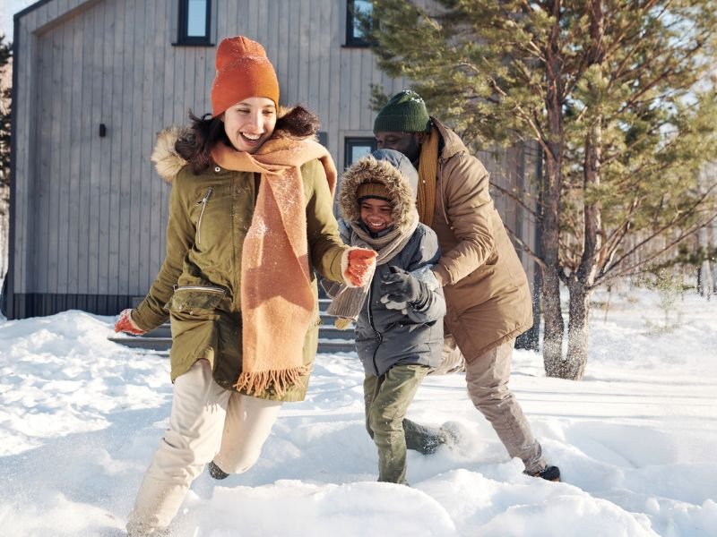 Playing in snow