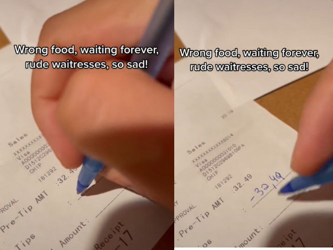 WATCH: A video of a man subtracting his waiter's tip gets attention online
