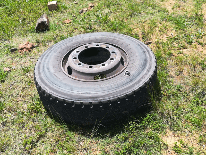 Durban motorist escapes serious injury after truck tyre crashes into vehicle