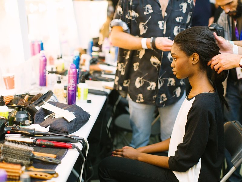 Woman shaving hair