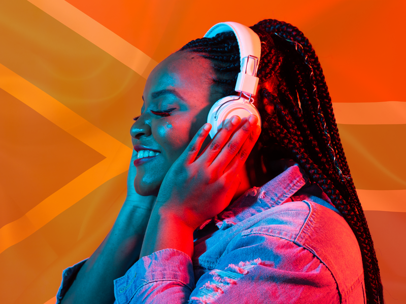 Woman with headphones SA