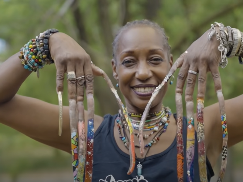 Woman with long nails