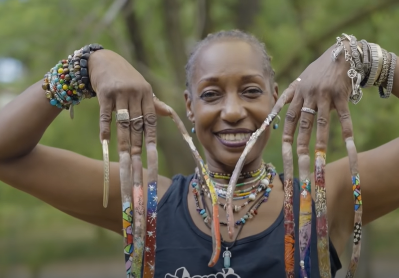 Woman with long nails